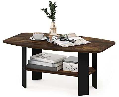 Furinno Design Semplice Tavolino da caffè, Legno ingegnerizzato, Pino Ambrato/Nero, Taglia Unica