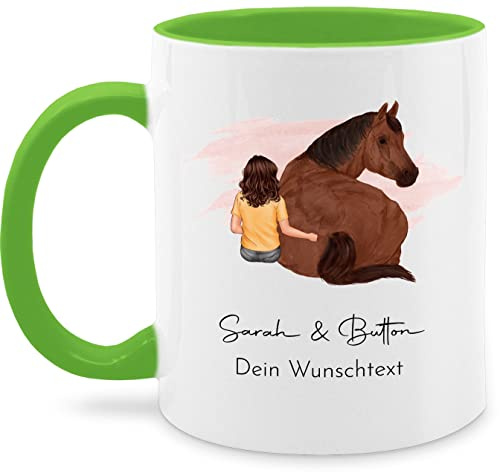 Tasse Tassen 325ml - Pferd - Pferdemädchen Namen - Pferde Mädchen Geschenk - 325 ml - Hellgrün - geschenke für reiterinnen reitersachen pferden pferdemotiv glühweintassen pferdetassen