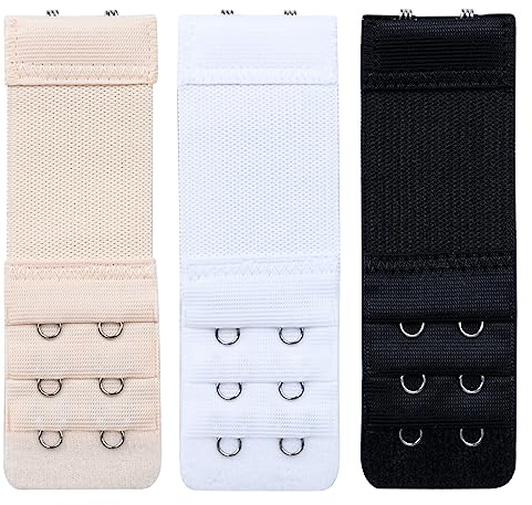 HUSAIHU 3 Pack Women's Bra Extenders, Bra Strap Extension, Soft Stretchy Bra Extender, Elastic Bra Extension Straps Set With Stainless Steel
