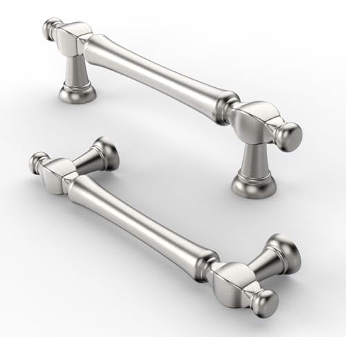 FURNIWARE 10 stycken skåphandtag, borstad satin-nickel möbelhandtag 96 mm borrhålsavstånd lådhandtag, lådhandtag för dörrar, kök, kistor, byråer, skåp