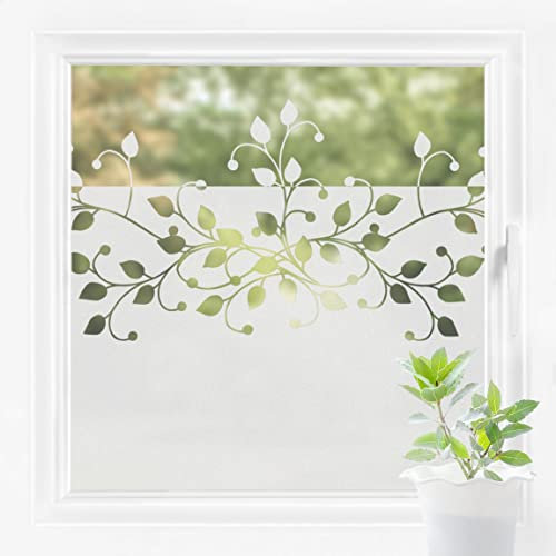 Bilderwelten Fensterfolie Sichtschutz Ranke Bordüre 60 x 80 cm Milchglasfolie Sichtschutzfolie Fenster Folie Blickdicht Anti-UV Statisch Haftend Querformat