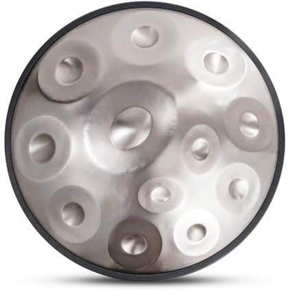 Stahl-Handtrommel D-Moll 440hz Klanginstrument Handpan Drum Zungentrommel Handgemachtes Geschenk Percussion Drum für Klangheilung Sound Performance (Color : Silver 432Hz, Size : 12 notes)