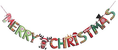 Cartoon Brief Weihnachten Bunting Banner Papier Pull Flagge Dekorationen Für Neue Jahr Party