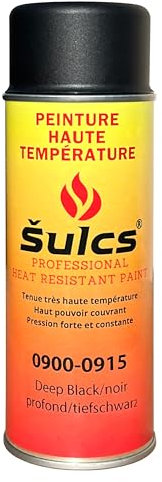 Peinture Haute Température 900° Professionnelle - Aérosol 400ml - Noir Mat Ref. 0915 - Haut Pouvoir Couvrant - Barbecue Braséro Four Poêle à bois Insert Cheminée Mécanique Auto Moto ŠULCS BBQ®