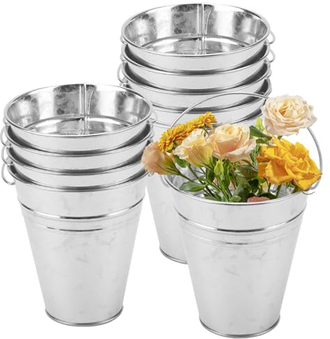 NAMYEUT 10 Pack Verzinkt Metalleimer mit Griff Blecheimer mini Zinkeimer Eimer Metall Rund Zinkeimer Klein für Blumentopf Süßigkeiten Party und Hochzeit Deko Garten Tischdeko