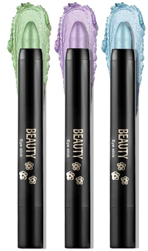 Boobeen 3PCS Lidschattenstift Creme Crayon Wasserdicht Lidschatten Aufheller Stick Schimmer Augenmake-up Stift erstellen Glitter Augen Make-up, einfach zu bedienen