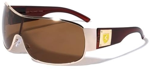 Khan Mens Sunglasses Oversized Wrap Around Shield with UV400 Protection