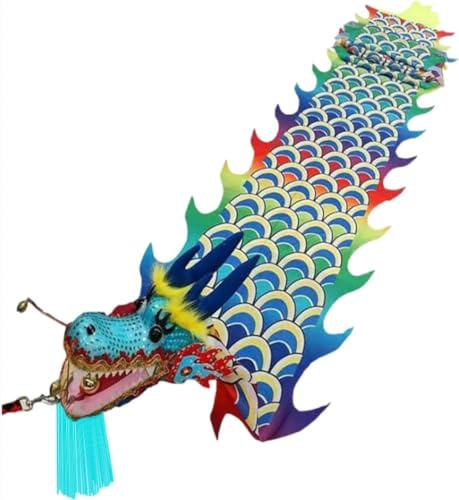 OUYUE Danse du Dragon du Nouvel an Dragon Chinois Danse Coloré en Soie, Accessoires De Spectacle sur Scène du Nouvel an, Artisanat De Danse du Lion Danse du Lion(A,12m)