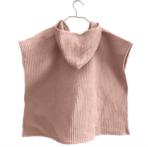 MIMUSELINA Poncho Bebe in Mussola - Asciugamano in chiffon di cotone per neonati - Poncho leggero in bambola, assorbente, asciugatura rapida, poncho asciugamano per neonati e bambini (rosa)