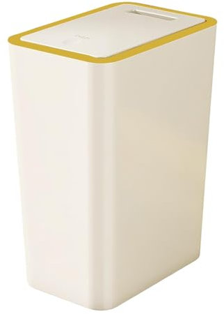 Poubelle avec couvercle - Poubelle compacte et moderne avec fermeture à pression - Corbeille à papier rectangulaire élégante pour chambre à coucher, salle de bain, cuisine et salle de bricolage