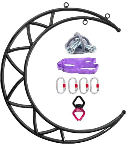 ZUXIAZH Lyra Hoop Black, Kit Completo de aro aéreo para Montaje en el Techo, aro de Columpio aéreo Profesional para Yoga, Fitness, espectáculos y Circo