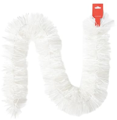 40m Weihnachtsgirlande Lametta-Girlande, Glänzend Metallic Tinsel Girlande Weihnachtsbaum Girlande Weihnachtsdeko Hängedeko für Hochzeit Silvester Party Karneval Fasching Deko Geburtstagsdeko, Weiß