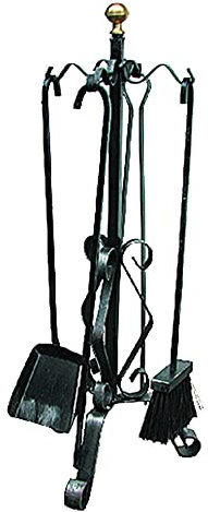 Crisalide® Set Attrezzi Camino in Ferro Battuto, 4 Pezzi - Elegante e Robusto, Strumenti per Caminetti, Pulizia Caminetti (58CM)