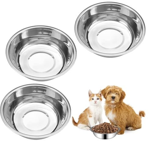 LuminaryLair 3 Pezzi Ciotola in Acciaio Inox per Cani e Gatti