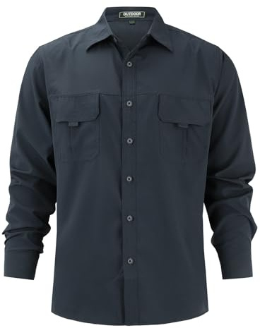Chemise à manches longues Printemps Été et Automne Homme Séchage Rapide Sensation de Glace Chemise d'extérieur Mince Hommes Grande Taille Décontractée Chemises Hommes Pas Chers, gris, L