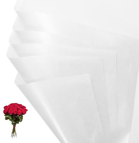 PATIKIL Blomma presentinslagning silkespapper, 20 ark vattentät bukett pappersomslag blomförpackning blompapper för bröllop gör-det-själv hantverk alla hjärtans dag mors dag, vit