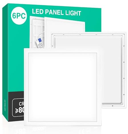 KOSOOM LED Panel 60×60 × 6 Stück, LED Deckenleuchte 60x60, 40W, 3000K, mit LED Treiber, Rasterleuchte, Büro Deckenleuchte