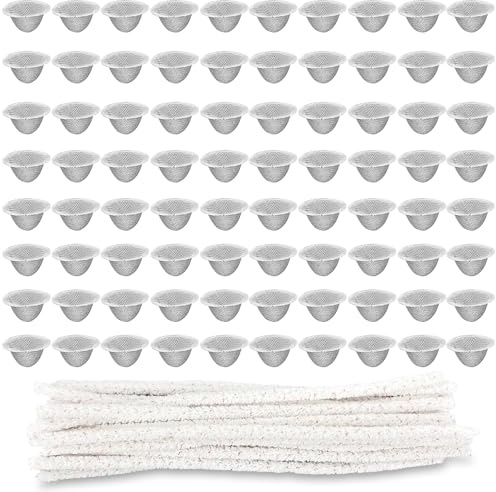 Pack of 80 Conical Mesh Bowl Sieve, 16 mm Stainless Steel Bowl Clean, Pipe Sieve Filter, Shell Mesh Gauze, Metal Cleaning Strainer, and 20 Pieces Cleaning Rod