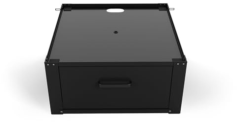 Wasophoogte® Waschmaschinen Untergestell XL mit Schublade - Waschmaschinenunterschrank - Waschmaschinen Podest - Schwarz - Universell - 63x63 (LxB) - Inklusive Wandbefestigungen