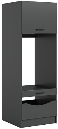 xonox.home – Waschmaschinenschrank Free 66x195x68 cm in anthrazit Nachbildung – Hochschrank für Waschmaschine & Trockner – Moderner Badschrank mit viel Stauraum – ideal für Bad & Hauswirtschaftsraum