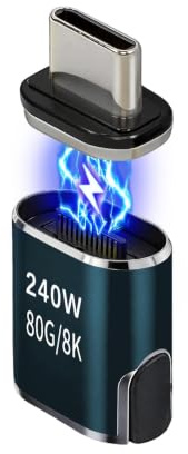 IVIVTOR USB C Magnetic Adapter - 240W USB-C Magnet Connector 24 Pin with 80 Gbps Transfer Speed Suitable for Laptop Tablet Phone - Tin color