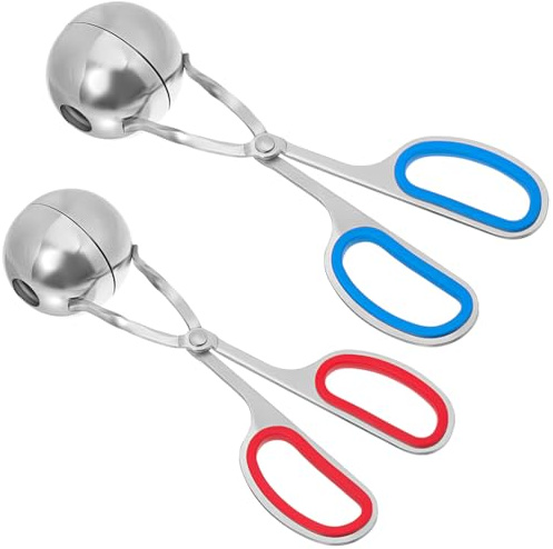 MAGICLULU 2 Stück Fleischbällchen-Maker, antihaftbeschichtet, Fleischbällchen-Schaufel, Ball-Maker mit rutschfesten Griffen, Edelstahl, Fleischbällchen-Schaufel, Cake-Pop-Schaufel für die Küche,