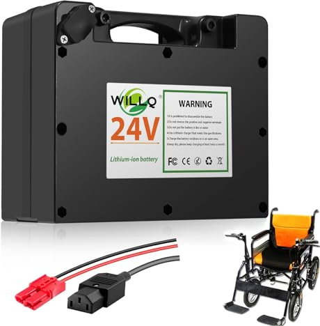 WILLQ 24V 12AH 15AH 18AH 20AH Lithium-Batterie für Elektrorollstühle mit integriertem BMS für 100W 300W 500W Elektromobil- und Klapprollstuhlmotor-Kits,24v12ah