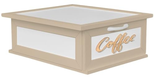 PARAMAISON Portacialde in Legno | Cassetto Porta Capsule per Nespresso, Dolce Gusto o Lavazza | Organizer per Caffè, Tè e Tisane | Design Plexi Caffè Panna