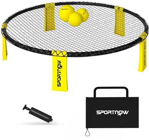 SPORTNOW Roundnet Set Spieleset mit Spielnetz, 3 Bällen, Tragetasche