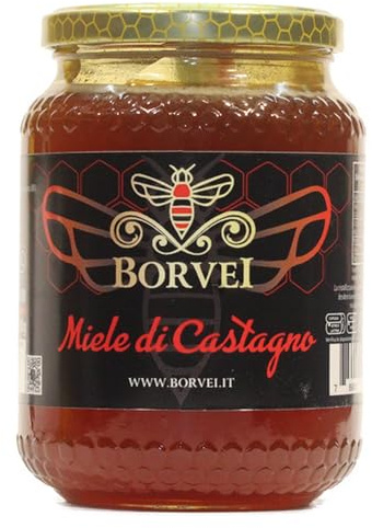 Miele di Castagno Italiano 1 kg Grezzo – Apicoltura BORVEI® Produttore Diretto | Crudo e Puro, Non Pastorizzato ed Estratto a Freddo | Gusto Intenso e Amaro, per Colazione