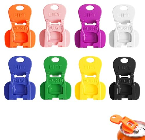 8pcs Easy Can Openers, Manual Plastic Ring Pull Opener Leakproof Drink Protector for Soda, Coke, Beer, Drinks (8)