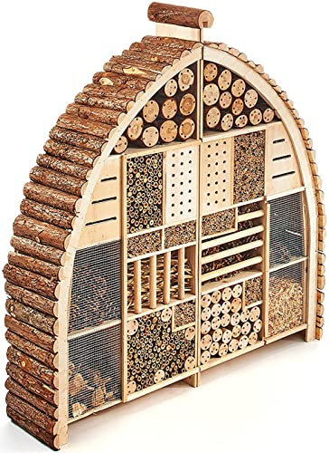 Kobolo Insektenhotel Insektenhaus Luxury XXL 101x23x109 cm in Bogenform - Zweigeteilt, Braun