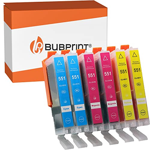 Bubprint 6 Druckerpatronen kompatibel als Ersatz für Canon CLI-551 XL CLI-551XL für Pixma IP7200 IP7250 IX6850 IP8750 MG5450 MG5550 MG5650 MG6350 MG6450 MG6650 MG7150 MG7550 MX725 MX920 MX925