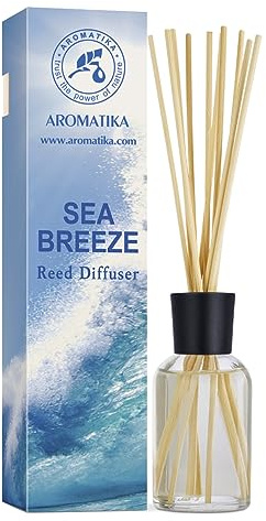 Diffusore Profumato per Ambiente Brezza Marina 100ml con 10 Bastoncini di Bambù - Fragranza Intensa e Duratura - Senza Alcool - Aromatizzatore d'Aria per Interni - Reed Diffuser Sea Breese