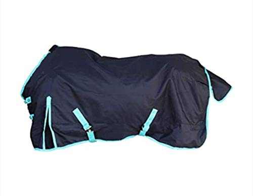 Tech Equestrian 1200 Denier Horse RAIN Sheet (Waterproof/Breathable & Wind Proof Turnout Sheet) Horse Breathable RAINSHEET (Black-Turquoise, 78)