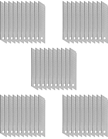 Corintian 50x Cuttermesser Klingen Set - 18 mm Breite - ideal für Teppichmesser, Cutter, Messer - 50 Qualitätsstahl Abbrechklingen mit je 14 Bruchstellen