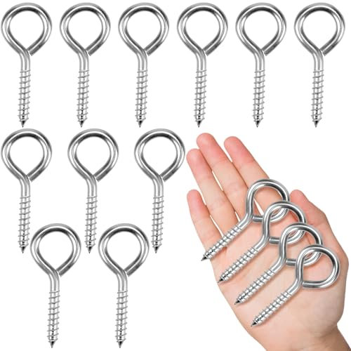 Tearmier 15 Pcs Screw-in Hooks, 2.5 Inches Stainless Steel Heavy Duty Eyed Screw Hooks, Hooks for Outdoor String Lights Plants, Eye Screw Hooks for Indoor Outdoor Use