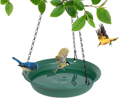 VUWEZ Hängende Vogeltränke zum Aufhängen, Vogelwasser-Futterspender für den Außenbereich, Futterschale, 1 Packung Vogeltränke, Zubehör für draußen, Kunststoff-Vogeltränken Tablett für Garten, Terrasse