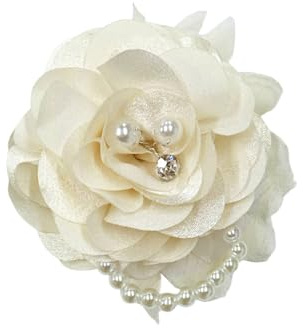 Broche Fleur Pivoine Élégante Pour Femmes Accessoire Bohème En Tissu Et Perles Épinglette De Revers Pour Robe Mariage Cérémonie Ou Costume Bijou Déclaration Chic Pour Vêtements Et Chapeaux (blanc)