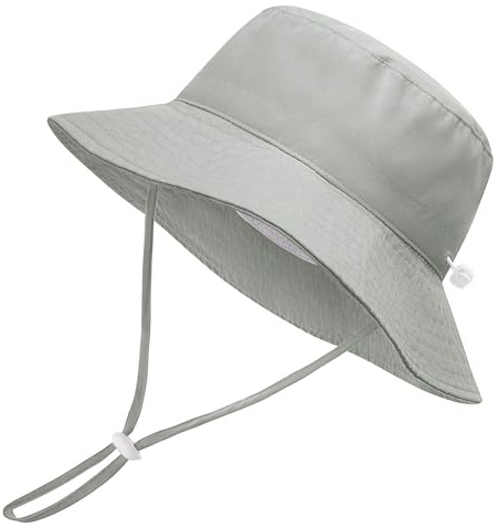 Xnova Sombrero de Sol para Bebé Niña Niños, UPF 50+ Gorro Verano de Pescador ala Ancha Ajustable Sombreros Plegable Bucket Hat Protección Solar