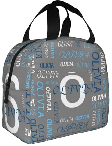 Qivlora Bolsa de almuerzo personalizada con nombre, lonchera aislada con nombre personalizado para niños, niñas, hombres y mujeres, bolsa de almuerzo reutilizable personalizada para la escuela