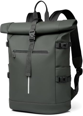 Clufar Rolltop Rucksack Herren 23-30L Wasserdicht für Freizeit Sport,Green | Rucksack Laptop laptopfach Reiserucksack Daypack Einfaches Design Schulrucksack für Reisen,Radfahren,Schule