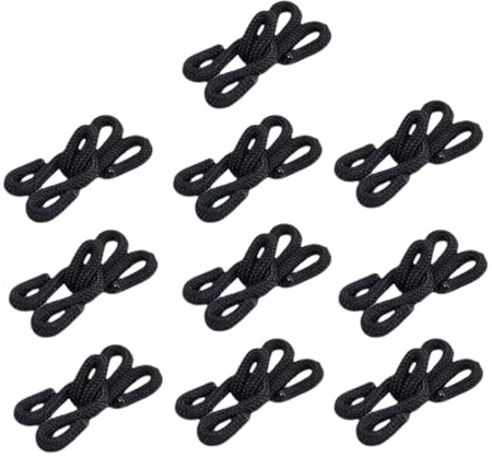 Solvio 10PCS Premium Fabric Covered Hook and Eye Fastenings for Clothes - Large Hook and Eye Latch Closures for Sewing, Bra, Skirt, Coat and Trousers Repair Black