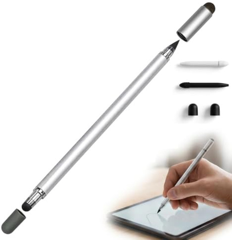 Stylet Universel 3 en 1 avec Pointe Fine pour Téléphones et Tablettes | pour écran Tactile Haute sensibilité avec 2 plumes en fibre + 2 plumes rondes,pour écrire, Dessiner