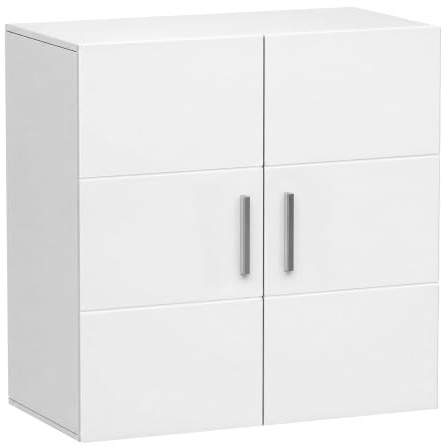 APICIZON Hängeschrank Bad mit 2 Türen, 60 × 31 × 60 cm, Weiß | Badezimmerschrank hängend mit verstellbarem Einlegeboden, Wandschrank für Badezimmer, Küche, WC oder Waschküche