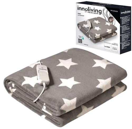 Innoliving Plaid Riscaldabile Elettrico INN-766NEW, 150x122 cm, 3 Livelli di Temperatura, Spegnimento Automatico, Ideale per Relax, Coperta Elettrica Accogliente e Sicura, Lavabile in Lavatrice