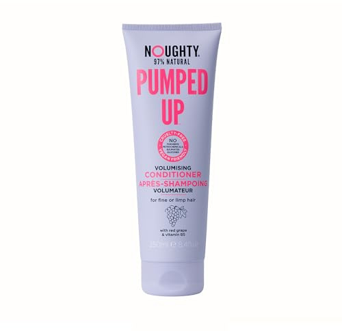 Noughty 97% naturlig puffy volumizing balsam, 97% naturlig sulfatfri vegansk hårvård, för fint eller buckligt hår, med röda druvor och vitamin B5, 250 ml