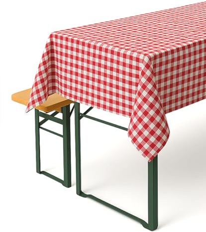 texpot Tischdecke Biertisch 110 x 260 cm rot-weiß kariert 10 mm Karo Baumwolle Landhaus Oktoberfest