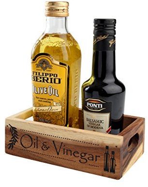 T&G 09743 - Caja de aceites barrocos y vinagrera rústica, madera de acacia, color marrón