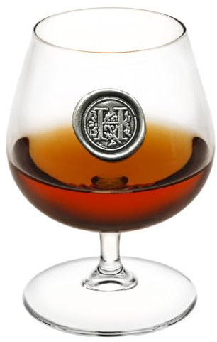 English Pewter Company 14.5oz Brandy Cognac Snifter Glass with Monogram Initial - Personalised Gift with Your Choice of Initial (H) [MON208]